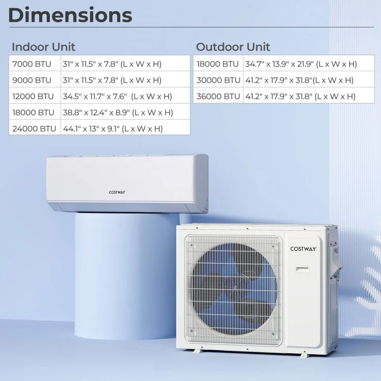 UltrEco系列 18000 BTU 2区 22 SEER2 迷你分体式空调 带Wifi 功能 带热泵