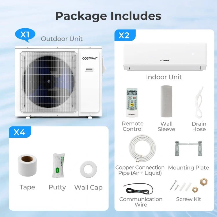 UltrEco系列 18000 BTU 2区 22 SEER2 迷你分体式空调 带Wifi 功能 带热泵