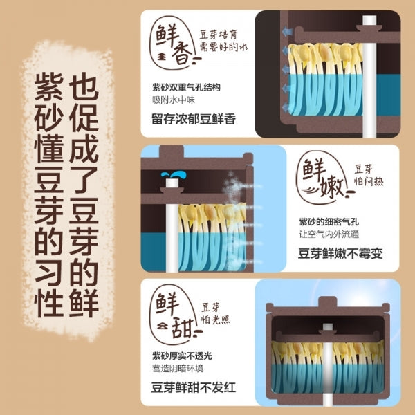【BEAR DYJ-B01C1】家用全自动豆芽机|紫砂陶机体