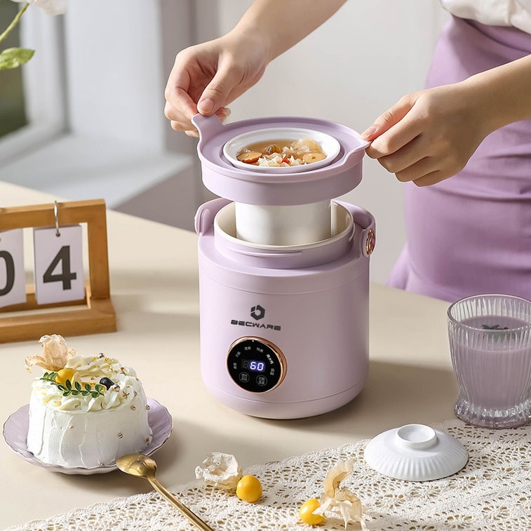 BECWARE 电炖锅 BW-SP12,隔水电炖盅 陶瓷内胆 1200ml 白色