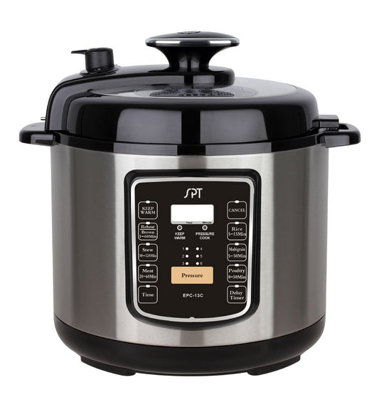 SPT EPC-13C: 6.5-Quart Stainless Steel Electric Pressure Cooker with Quick Release Button