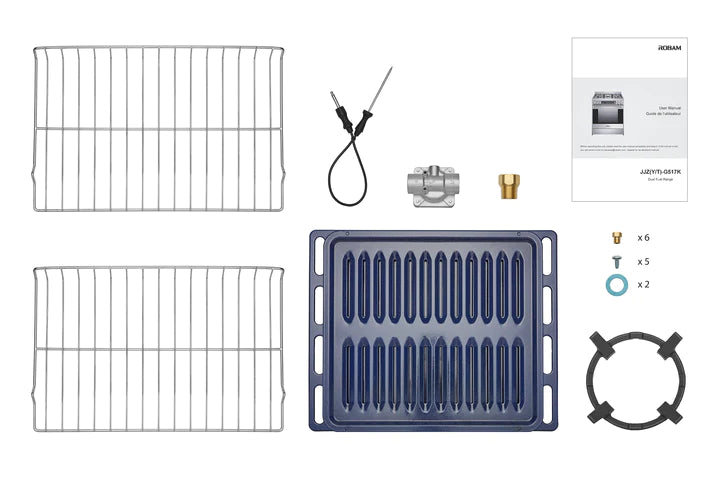 ROBAM Dual Fuel Range G517K, 30", Slide-in, Gas or Propane, with 5.0 cu. Ft. oven