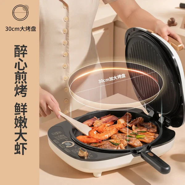 Liren Electric Baking Pan LR-3027S, the upper and lower plates are removable and washable, can be used as a timer frying machine, deep pancake pan, pancake pan, barbecue pan, sandwich breakfast machine