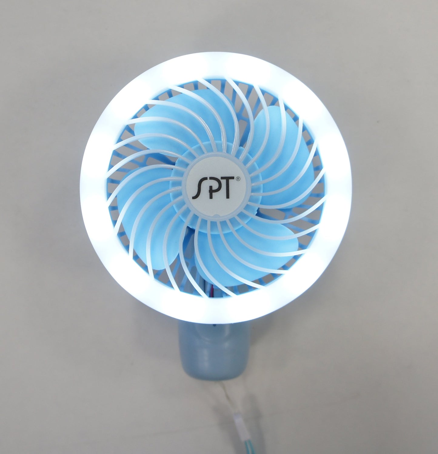 SPT SF-007 Rechargeable Hand-Held Fan – LED Light, Long Battery Life, Blue