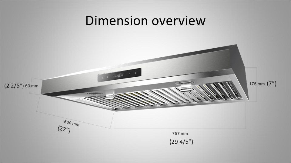 [Crown PRO-BF03] Range Hood| 30"| 800 CFM| Under Cabinet|Stainless Steel