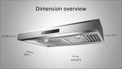 [Crown PRO-BF03] Range Hood| 30"| 800 CFM| Under Cabinet|Stainless Steel