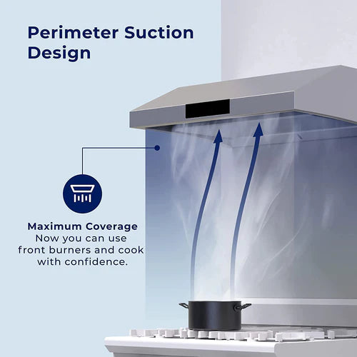 [Crown STAC-SS] Range Hood| 30"| 800 CFM| Stainless Steel| Under Cabinet| heating and automatic cleaning