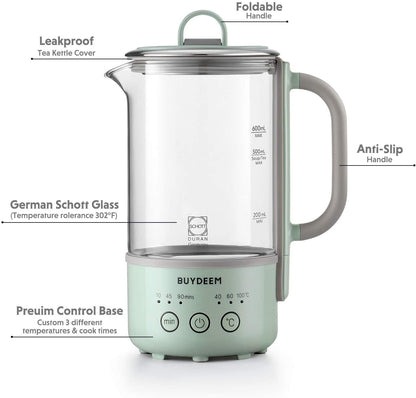 [BUYDEEM K313] Mini Kettle Cooker| Mini Health Pot| 0.6 Liter| Green| Light And Small
