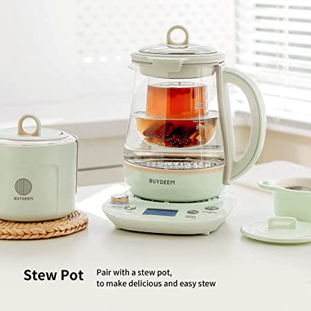 BUYDEEM K2763 Health Care Beverage Tea Maker and Kettle 1.5 Liter 8 in 1 Programmable Brew Cooker Master Auto Keep Warm