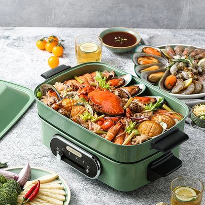 Joydeem Multi-function Cooking Pot Electric Hot Pot JD-HG9088G Mint Green Standard: Deep Pot Plate + Steak Plate + Steaming Plate 4.5L