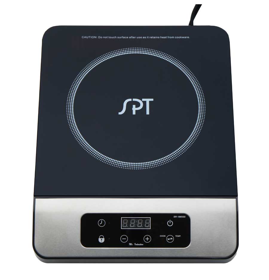 SPT SR-1885SS: 1650W Induction Cooktop, black, micro-crystal ceramic plate, automatic pan detection