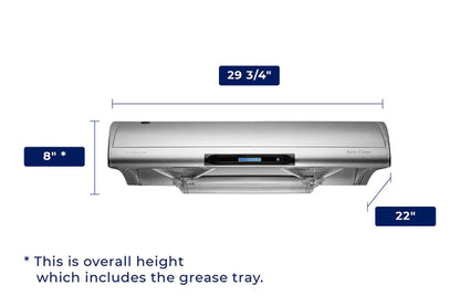 HAUSLANE UC-C400 Range Hood| Ducted Under Cabinet| 30"| Auto Clean| 750 CFM