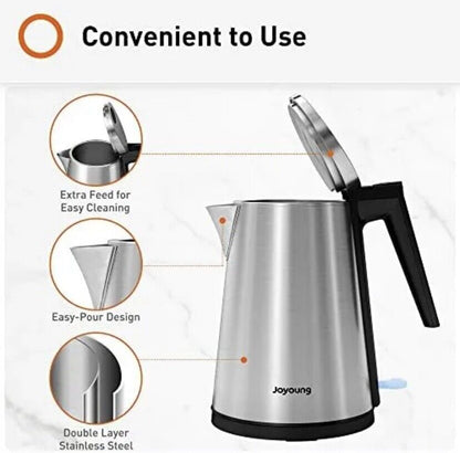 [JOYOUNG K15-F2M] Electric Kettle| 1.5Liter| Double-Layer| Stainless Steel